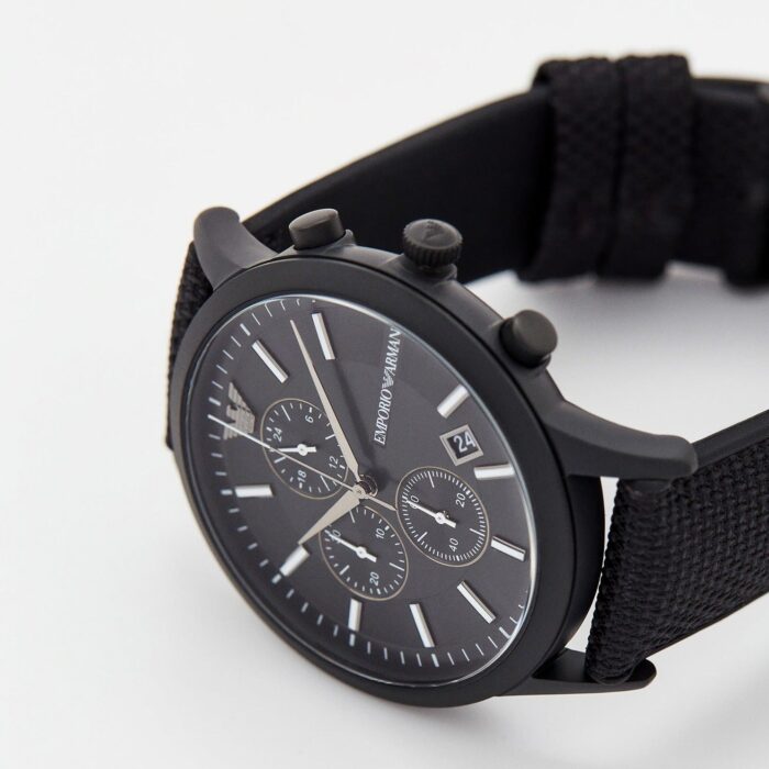 Emporio Armani Renato Chronograph Black Dial Black Nylon Strap Watch For Men - AR11457 - Image 8